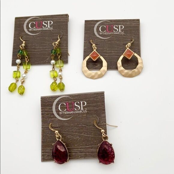 New 3 pc Cusp by Neiman Marcus Dangle Earring Set - Picture 2 of 8